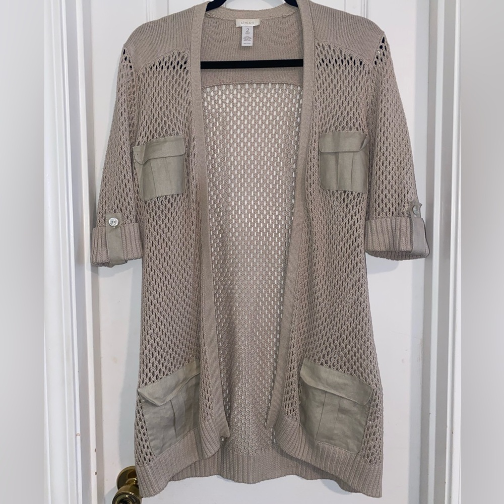 Chico's Light‎ Tan Knit Cardigan